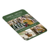 Modern Groen Bewaar de datum Bruiloft 3 Foto's Magneet (Rechterzijde)