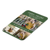 Modern Groen Bewaar de datum Bruiloft 3 Foto's Magneet (Linkerzijde)