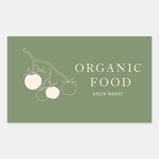 Modern groen biologisch voedsel rechthoekige sticker (Voorkant)