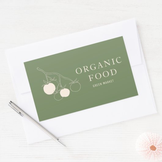 Modern groen biologisch voedsel rechthoekige sticker (Envelop)