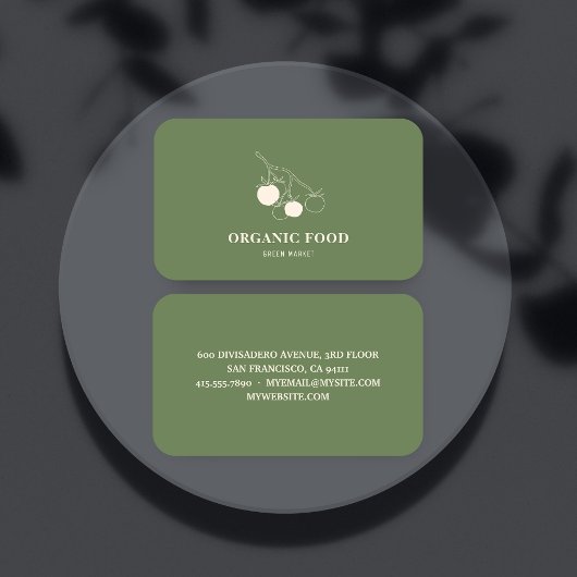 Modern groen biologisch voedsel visitekaartje