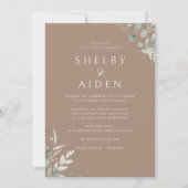 Modern groen blad eenvoudige elegantie bruiloft kaart (Voorkant)