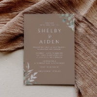 Modern groen blad eenvoudige elegantie bruiloft