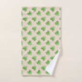 Modern groen blad patroon op beige bad handdoek (Handdoek)