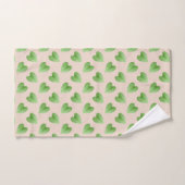 Modern groen blad patroon op beige bad handdoek (Handdoek)
