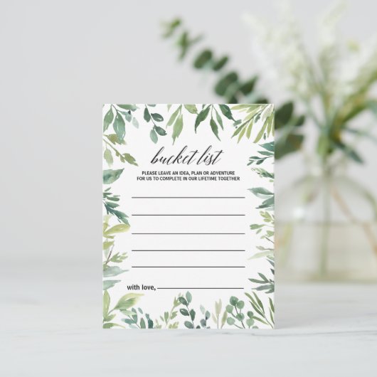 Modern groen bladeren emmer lijst Kaarten (Staand voorkant)