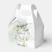 Modern groen bladgroen gouden letters baby shower bedankdoosjes (Achterkant)