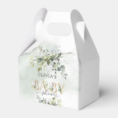 Modern groen bladgroen gouden letters baby shower bedankdoosjes (Voorkant Zijde)