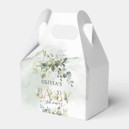 Modern groen bladgroen gouden letters baby shower bedankdoosjes