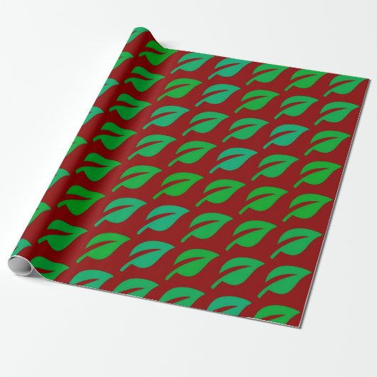 Modern groen bladpatroon cadeaupapier (Uitgerold)