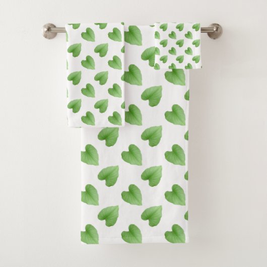 Modern groen bladpatroon op wit bad handdoek (Insitu)