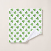 Modern groen bladpatroon op wit bad handdoek (Wasdoekje)