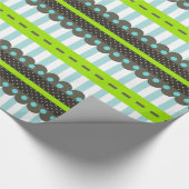 Modern groen, blauw, bruin strepen & Stippen Cadeaupapier (Hoek)