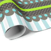 Modern groen, blauw, bruin strepen & Stippen Cadeaupapier (Rol Hoek)