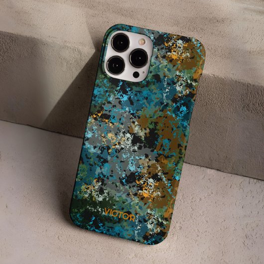 Modern Groen Blauw Camo Leger Mannelijke Custom Na Case-Mate iPhone Case