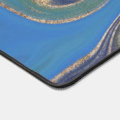 Modern Groen Blauw & Goud Marmeren Swirl Monogram Bureaumat (Hoek)