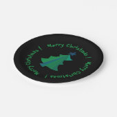 Modern Groen Blauw Kerstboom Zwart Papieren Bordje (Gekanteld)