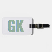 Modern Groen Blauw Schaduw Monogram initiaal girly Bagagelabel (Voorkant horizontaal)