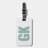 Modern Groen Blauw Schaduw Monogram initiaal girly Bagagelabel (Voorkant verticaal)