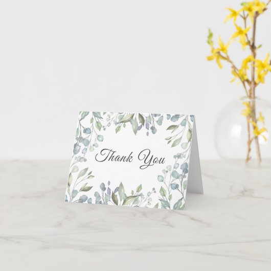 Modern groen Bloemen bruiloft Dank u Kaart (Gele Bloem)