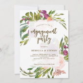 Modern groen Bloemen verlovingsfeest uitnodiging (Voorkant)