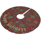 Modern Groen Bloemenrood Patroon Persoonlijke bood Kerstboom Rok (Gekanteld)