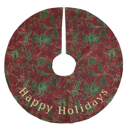 Modern Groen Bloemenrood Patroon Persoonlijke bood Kerstboom Rok (Voorkant)