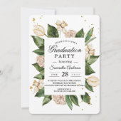 Modern Groen & Blush Bloemen Waterverf Afstuderen Kaart (Voorkant)