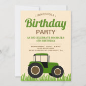 Modern groen Boerderij Tractor Kids Verjaardagsfee Kaart (Voorkant)