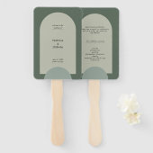 Modern groen boho boog geometrisch bruiloft progra handwaaier (Voorkant en achterkant)