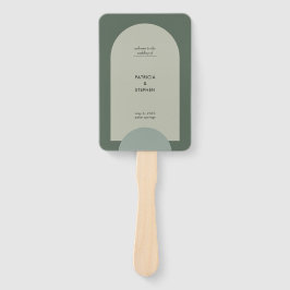 Modern groen boho boog geometrisch bruiloft progra handwaaier