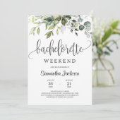 Modern groen boho gebladerte vrijgezellenweekend kaart (Staand voorkant)