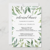 Modern groen botanisch blad repetitie diner kaart (Voorkant)