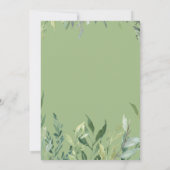 Modern groen botanisch blad repetitie diner kaart (Achterkant)