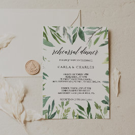 Modern groen botanisch blad repetitie diner kaart