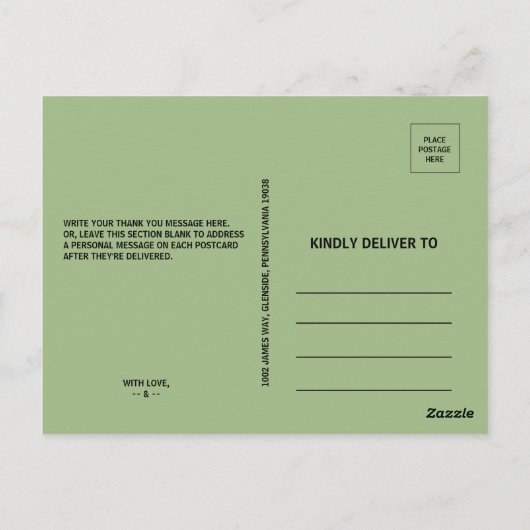 Modern groen botanisch gebladerte dank u briefkaart (Achterkant)