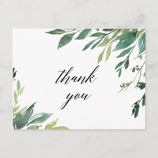 Modern groen botanisch gebladerte dank u briefkaart (Voorkant)