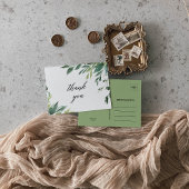 Modern groen botanisch gebladerte dank u briefkaart