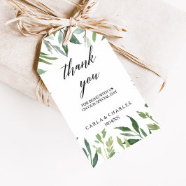 Modern groen botanisch gebladerte dank u cadeaulabel