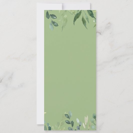 Modern groen Botanisch gebladerte Diner Menu Kaart (Achterkant)