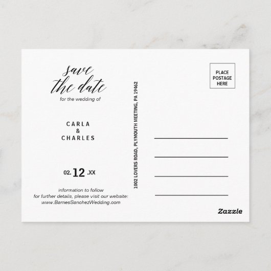 Modern groen Botanisch gebladerte Save the Date Briefkaart (Achterkant)