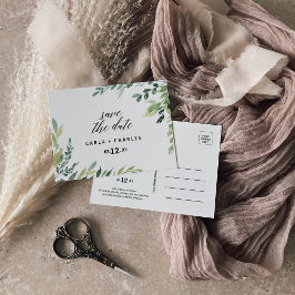 Modern groen Botanisch gebladerte Save the Date Briefkaart