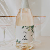 Modern groen botanisch gebladerte Vrijgezellenfees Sparkling Wijnetiket