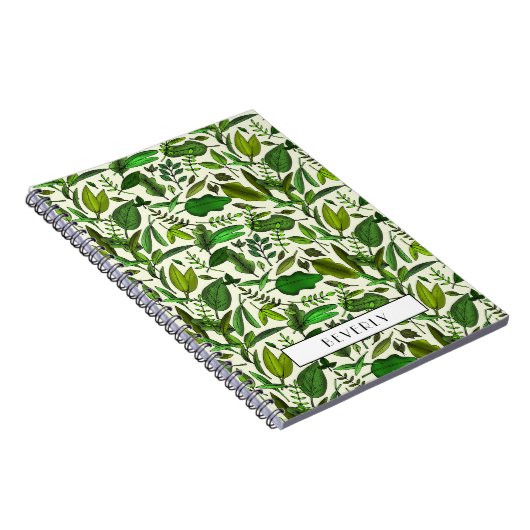 Modern groen botanisch monogram notitieboek (Rechterzijde)