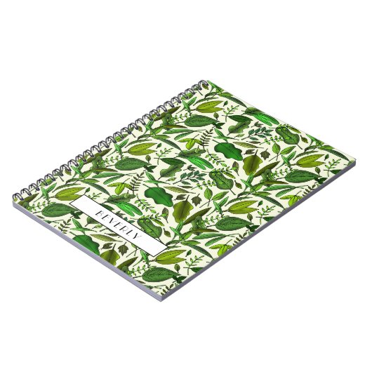 Modern groen botanisch monogram notitieboek (Linkerzijde)
