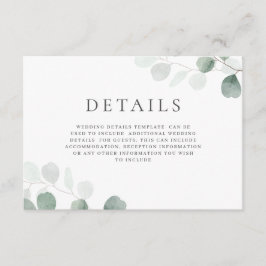 Modern groen bruiloft details horizontaal informatiekaartje