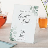 Modern groen bruiloft gast boek teken reclamebord met voetstuk (Insitu)