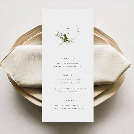 Modern groen bruiloft menu Kaart