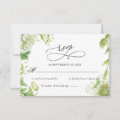 Modern groen bruiloft RSVP Kaart (Voorkant)