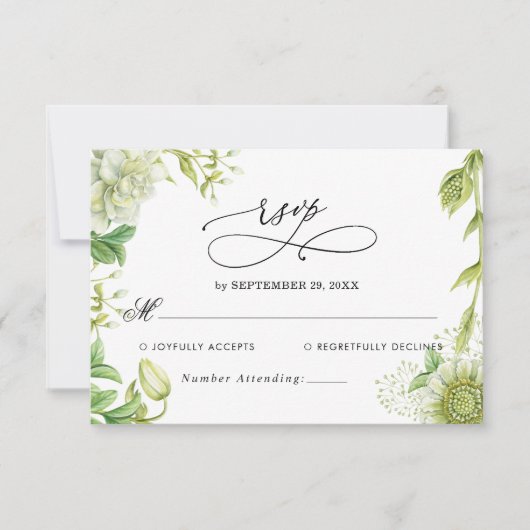 Modern groen bruiloft RSVP Kaart (Voorkant)